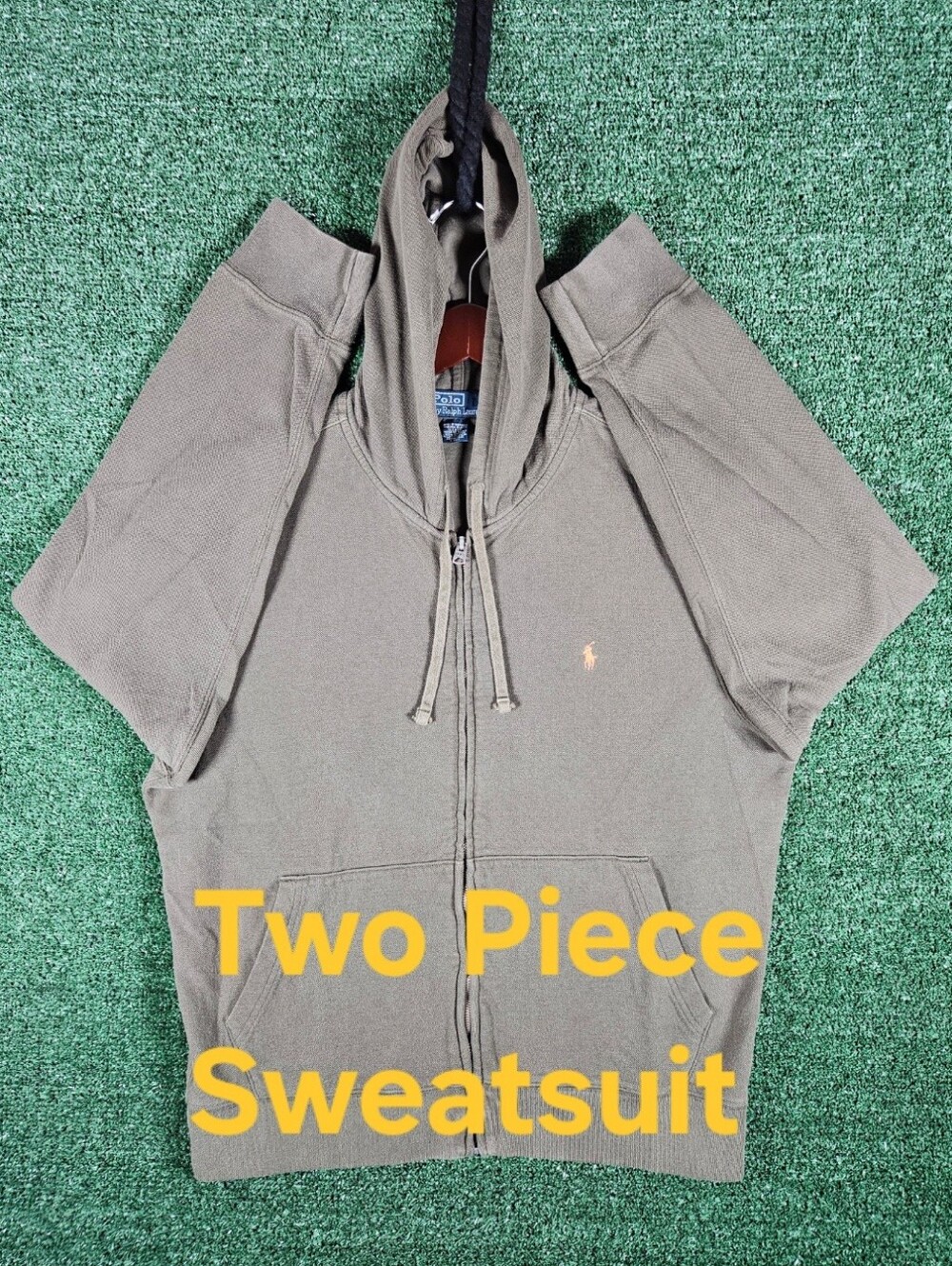 Vintage Polo Ralph Lauren 100% Cotton Two Piece Olive Green Sweatsuit / Large